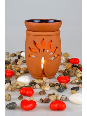 Practika 12X8 cm Handmade Tree Of Life Ceramic Incense Burner & Candle Holder