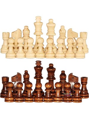 Herkesetoptantic Cilalı Ahşap Küçük Boy Satranç Taşı 32 Parça Yüksek Kalite Oyun Seti