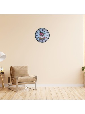 Uravas Store Krem 36 cm Çiçek Figürlü Duvar Saati