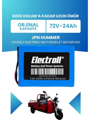 Electroll Jpn Hummer Uyumlu Batarya (Standart Kapasite) Lifepo4 72V 24AH Elektrikli Motorsiklet Bataryası
