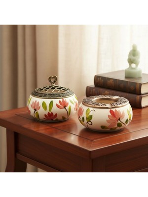 Sharp & Art Seramik El Işlemesi Küllük ve Şekerlik Seti (12 Cm)