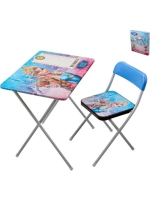 Beren Karlar Kraliçesi Çalışma Masası-Sandalye Mavi MDF Modern Tasarım 60x40 cm BRN-780
