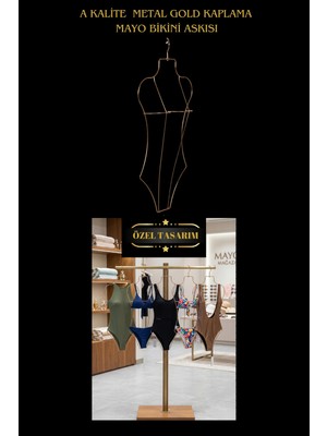 Manken İstanbul Gold Kaplama Metal Vücut Şekilli Mayo Askısı Bikini Askısı Iç Çamaşır Askısı