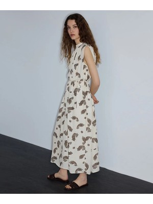 İpekyol Şal Desen Belden Bağlamalı Elbise IS1260002397018