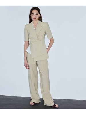 İpekyol Kırışık Efektli Kemerli Pantolon IS1260003276176