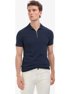Pierre Cardin Erkek Lacivert Slim Fit %100 Pamuk Kıvrılmaz Polo Yaka Basic Tişört 50325311-VR033