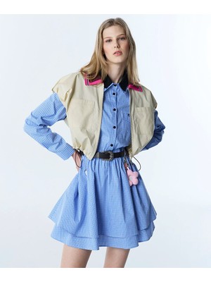 Twist Çift Yakalı Ekose Desen Elbise TS1260002213089