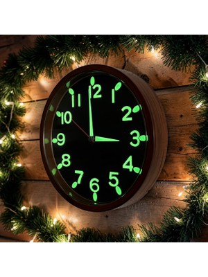 Bahat Fosforlu 3D Rakam Çocuk Odası Küçük Mini Duvar Saati Eskitme Siyah Çap 22 cm