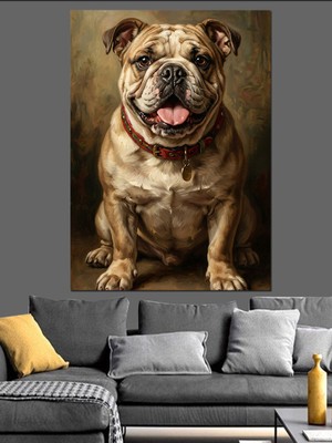 Tablomega Gülen ve Karizmatik Bulldog Portresi Dekoratif Kanvas - Mdf Ahşap Tablo