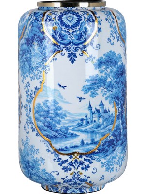 LuckyArt Blue Heritage Dekoratif Vazo 35CM