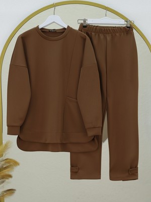 Modamorfo Tek Cepli Pantolonlu Skuba Takım -Kahve