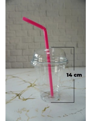 Plastik Şeffaf Bardak Kapaklı Milkshake Bardağı Kahve Bardağı Soğuk Içecek Bardağı 400ML 50 Adet