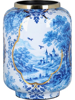 LuckyArt Blue Heritage Dekoratif Vazo 20CM