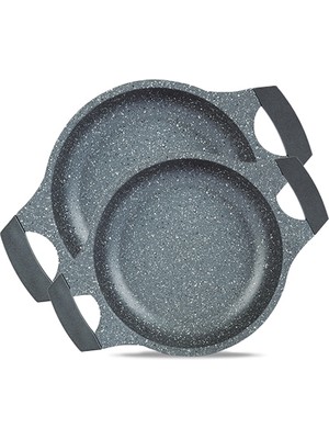 Thermoad Granit Döküm Yumurta Sahanı Seti 18 cm-20 cm Gri Sağlıklı Pişirme İçin PFOA İçermez