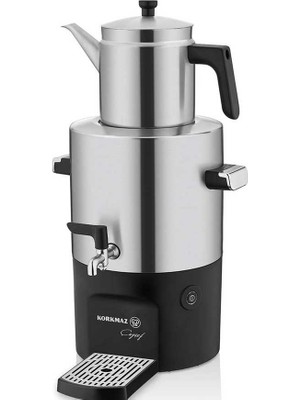 Korkmaz Çayşef InoxSatin Paslanmaz Çelik Semaver 2 L Demlik Kapasitesi Dark Inox Renk