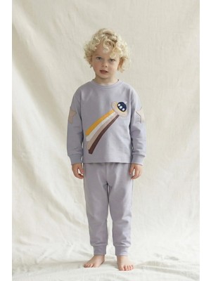 Cigit Uzay Aracı Aplikeli Pijama Takım 2-8 Yaş Gri