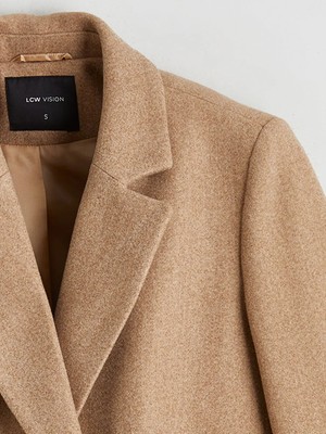 LC Waikiki Bej Kruvaze Yaka Kadın Kaşe Blazer Ceket