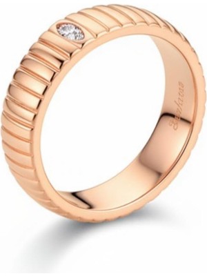 Tesbihname Beyaz Zirkon Taşlı Merdiven Tasarım Rose Renk Free Size 925 Ayar Gümüş Kadın Yüzük