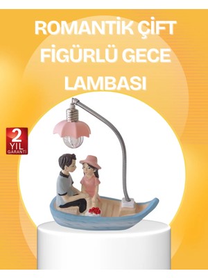 Esranın Dünyası Romantik Çift Figürlü Gece Lambası Sandal Model Sevgiliye Özel Hediye