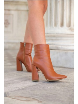 Ayakkabı Ateşi Taba Cilt Kadın Topuklu Kadın Bot Stepway