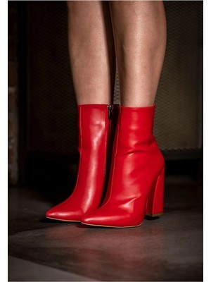Ayakkabı Ateşi Kırmızı Cilt Kadın Topuklu Kadın Bot Stepway