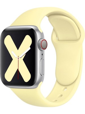 Quse Apple Watch Series SE/11/10/9/8/7/6/5/4/3 46mm-45mm-44mm Uyumlu S/M Spor Silikon Kordon Limon Sarısı