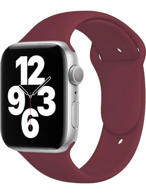 Quse Apple Watch Series SE/11/10/9/8/7/6/5/4/3 42mm-41mm-40mm-38mm Uyumlu S/m Spor Silikon Kordon Mürdüm