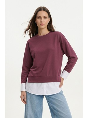 Rays Bordo Bisiklet Yaka Garnili Bluz 8375