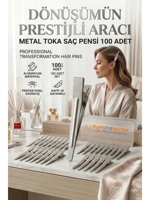 Transformacion 100'lü Profesyonel Alüminyum Saç Pensi Seti Metal Toka Saç Pensi 718289
