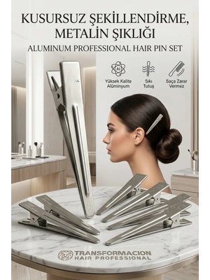 Transformacion 8'li  Profesyonel Alüminyum Saç Pensi Seti Metal Toka Saç Pensi 720577
