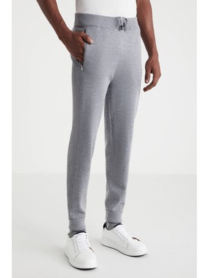 Hemington Açık Gri Merino Yün Activewear Şerit Detaylı Triko Pantolon