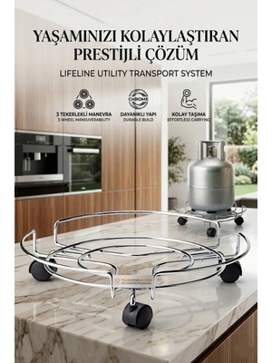 TransForMacion Tekerlekli Saksı Tüp Damacana Altlığı - Taşıyıcı Mutfak Tüpü Taşıyıcı 423534