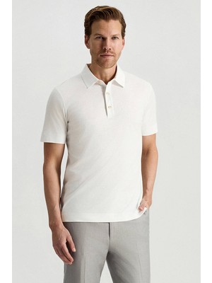 Hemington Supima Pamuk Polo Yaka Tencel Beyaz T-Shirt