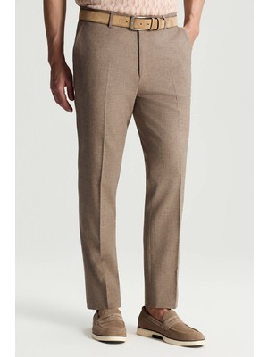 Hemington Pamuk Yün Karışım Kahverengi Chino Pantolon