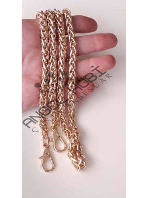 Angel Çanta Aksesuar Angel Light Gold Kalın Örgü Model Çanta Zinciri 100 cm Kadın Aksesuar Renkli Desen