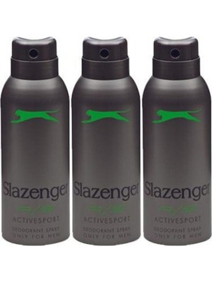 Slazenger Active Sport Yeşil Deodorant Sprey 150 ml Erkekler İçin 3 Adet