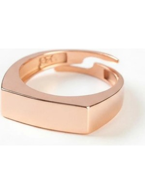 Tesbihname Modern Tasarım Rose Renk Free Size 925 Ayar Gümüş Kadın Tektaş Yüzük