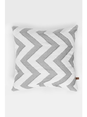 Hamur Bohem Punch Desen Gri Kare Dekoratif Kırlent Kılıfı %30 Pamuk %70 Micro Polyester