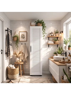 Dekorex BNY120-BEYAZ Panjur Kapaklı Banyo Dolabı