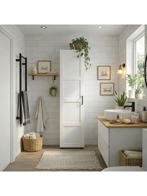 Dekorex BNY111BEYAZ Boy Kapaklı Yüksek Banyo Dolabı