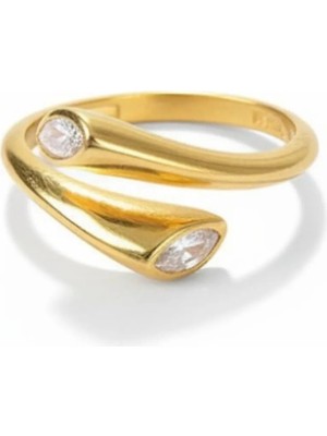 Tesbihname Beyaz Zirkon Taşlı Cats Eye Detaylı Silver Renk Free Size 925 Ayar Gümüş Kadın Yüzük