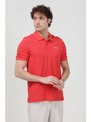 JB John Borners Erkek Polo Yaka Marka Baskılı %100 Pamuklu T-Shirt Kırmızı - 26Y 2127