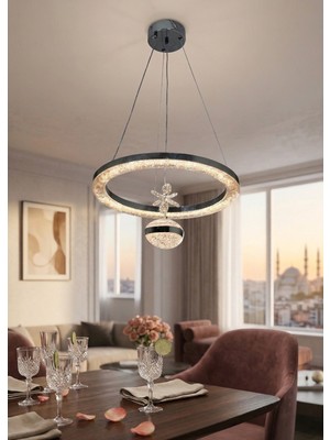 Lzy Avize Store Kristal Tek Toplu Halka Avize – Modern Salon, Yemek Masası, Mutfak, Antre ve Çocuk Odası Aydınlatma