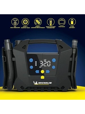 MC34259 11.1VOLT/2.5AH. Li-Ion 120PSI Ayarlanabilir Dijital Basınç Göstergeli Şarjlı Lastik & Yatak Şişirme Pompası