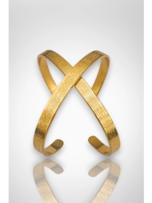 Stella Fortis Ayet-El Kürsi Bilekliği – Lazer Işlemeli, Altın/gümüş Renk, Ayarlanabilir Cuff