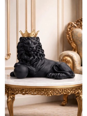 Polyester Aslan Kral Biblo Dekoratif Büyük Boy Biblo 30 cm
