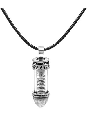 Tesbihname Kurşun Tasarım Grek Detaylı Zarif Ip Zincirli 925 Ayar Gümüş Kadın Cevşen Kolye