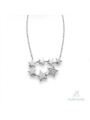 Uçan Geyik Yıldızlı Doğal Taş Kolye - Şık ve Modern Tasarım - Kadın Takı