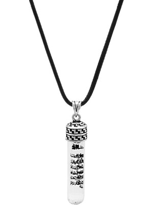 Tesbihname Zemzem Suyu Doldurulmuş Zarif Ip Zincirli 925 Ayar Gümüş Kadın Cevşen Kolye