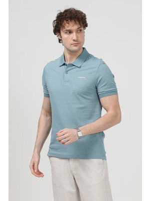 JB John Borners Erkek Polo Yaka Marka Baskılı %100 Pamuklu T-Shirt Açık Mavi - 26Y 2127